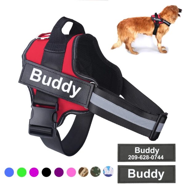 b00156f4-9ad6-4a4e-a688-8e4b4a90c93f.jpg Personalized Dog Harness NO PULL Reflective Breathable Adjustable Pet Harness Vest For Small Large Dog Custom Patch Pet Supplies
